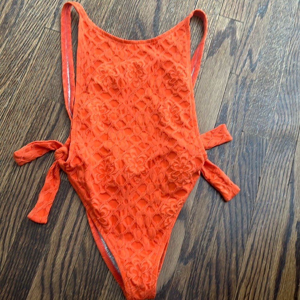 Free People Vibrant Orange One-Piece Swimsuit